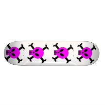 Pink Skull And Crossbones Skateboard