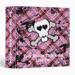 Pink Skull and Crossbones with Hearts and Bow Vinyl Binder