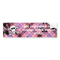 Pink Skull and Crossbones with Hearts and Bow Bumper Sticker