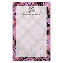 Pink Skull and Crossbones with Hearts and Bow Stationery