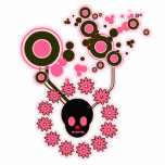 Pink Skull and Flower Circles photo sculptures