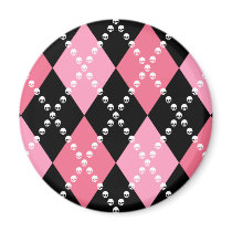 Pink Skull Argyle Magnet