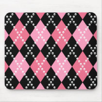 Pink Skull Argyle Mouse Pad
