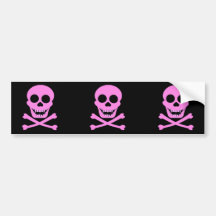 Pink Skull & Crossbones Bumpersticker Bumper Stickers