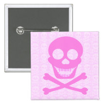 Pink Skull & Crossbones Buttons