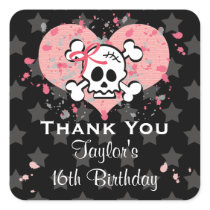 PInk Skull Party Favour Stickers