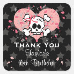 PInk Skull Party Favour Stickers