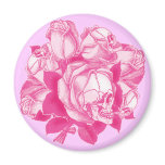 Pink Skull Roses Bouquet Refrigerator Magnets
