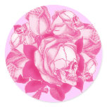 Pink Skull Roses Bouquet Stickers