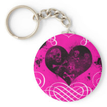 pink skull splat key chains
