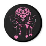 PINK SKULL WITH HEARTS MAGNET