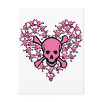 Pink Skulls in Heart Shape Postcards