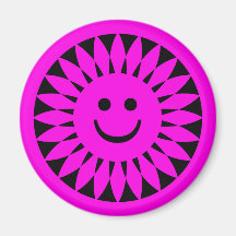 PINK SMILEY FLOWER FRIDGE MAGNET
