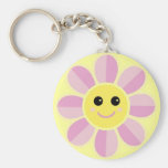 Pink Smiley Flower Keychains