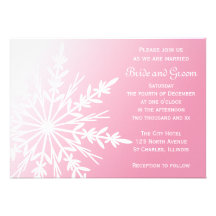 Pink Snowflake Winter Wedding Invitation