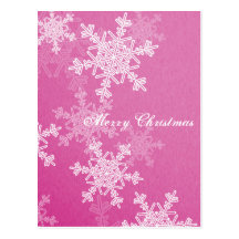Pink Snowflakes Christmas Postcard