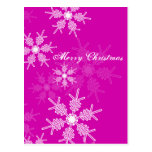 Pink Snowflakes Christmas Postcard
