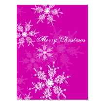 Pink Snowflakes Christmas Postcard