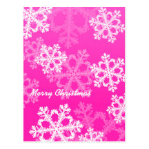 Pink Snowflakes Christmas Postcard