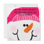 Pink Snowman Birthday Invitations