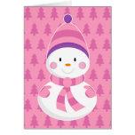 Pink Snowman Christmas Card