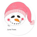 Pink Snowman Gift Tags stickers