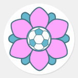 Pink Soccer Girl Round Sticker