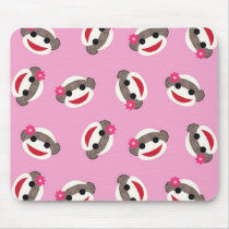 Pink Sock Monkey Flower Girl Mousepad
