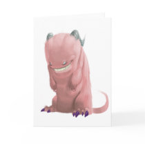 Pink Sock Monster Greeting Card
