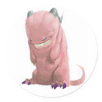'pink sock monster' Stickers