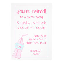 Pink Soda Party Personalized Invitation
