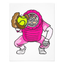 Pink Softball Catcher Custom Announcement