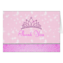 Pink Sparkle Princess Thank You Card