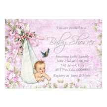 Pink Special Delivery Vintage Baby Shower Personalized Announcements