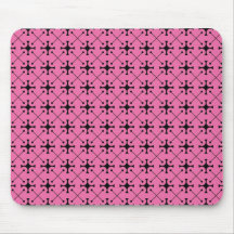 Pink Splash Geometric Cross Pattern pink and black Mousepads