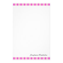 Pink Squares Personalized Stationery
