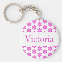 Pink Star Flower custom name keychain keychains