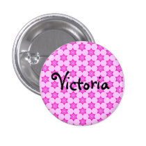 Pink Star Flower Name badge button pin buttons