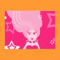 Pink Star Girl Postcard postcards