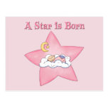 Pink  Star is Born Announcement Post Cards