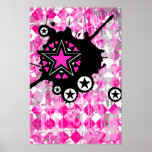Pink Star Splatter Posters