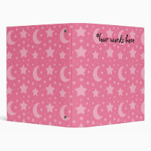 Pink stars and moons pattern 3 ring binder