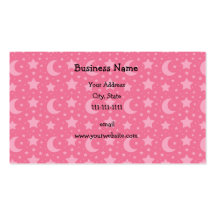Pink stars and moons pattern business cards