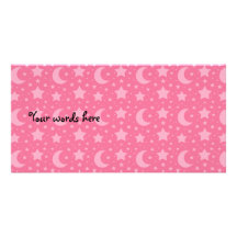 Pink stars and moons pattern photo cards
