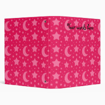 Pink stars and moons pattern vinyl binder
