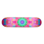 Pink Stars & Bubbles Fractal Pattern Skateboard