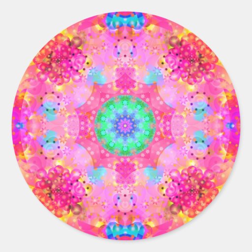 Pink Stars & Bubbles Fractal Pattern Stickers