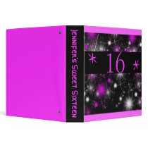 Pink Stars on Black Sweet Sixteen Photo Album 3 Ring Binders