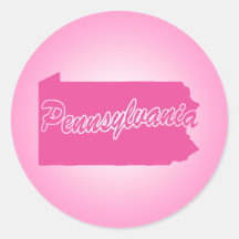 Pink State Pennsylvania Round Sticker