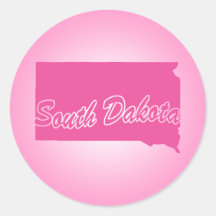 Pink State South Dakota Round Sticker